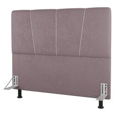 Cabeceira Cama Box Solteiro Amber 90cm Estofada Veludo Rosê - Abmaza