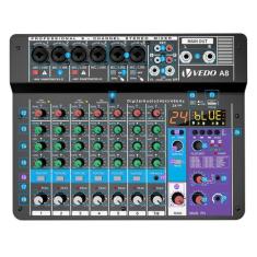 Mesa De Som 8 Canais Mixer Áudio Usb Smart Profissional A8 Conjunto In