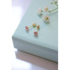 Brinco de Ouro 18k Zircônia de 4mm Infantil, bebê, recém nascido ou 2 