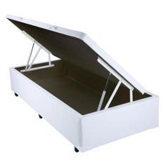 Base Cama Box Baú Solteiro material sintético Branco 43x88x188 - Sonho