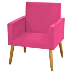 Poltrona Decoração Nina Para Sala Quarto Recepção Sintético Rosa Pink 