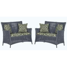 2 Sofás área Externa Igapó Alumínio Preta Corda Náutica E5 Prata