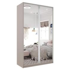 Guarda-Roupa Solteiro com Espelho Zermatt 2 PT 3 GV Bege - RR Móveis