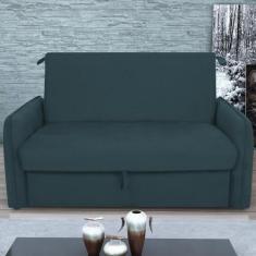 Sofá Cama 2 Lugares com Baú Fabian Suede Petróleo - CASA H