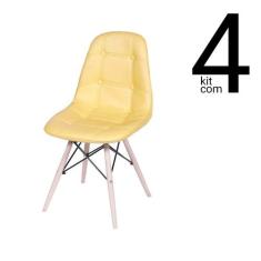 Conjunto 4 Cadeiras Eames DSW Botonê - Amarela - ordesign
