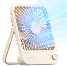 JISULIFE Ventilador de mesa pequeno ventilador USB silencioso, mini ventilador portátil recarregável de 2000 mAh, ventilador pessoal dobrável de inclinação de 180°, ventilador de mesa de bateria de