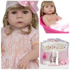 Boneca Reborn Loira Linda Enxoval Completo Pode Dar Banho - Cegonha Re