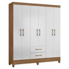 Guarda Roupa Casal 6 Portas 2 Gavetas 153cm Paraná M07 Naturale-branco - Mpozenato