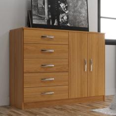 Cômoda 2 Portas 5 Gavetas Marrom/Cinamomo - Evidência Móveis