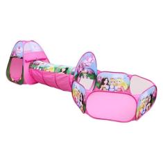 Barraca 3 em 1 Infantil Dobrável Piquenique das Princesas 3x1 Toca Tunel Piscina para Bolinhas dm Toys DMT5880