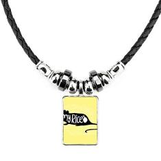 DIYthinker Colar natural de rato preto com contorno de animal joia com pingente de corda de couro