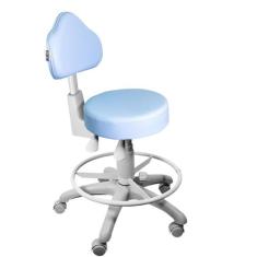 Cadeira Mocho Azul Claro Ergonômico Base Cinza Com Aro - Ultra Móveis