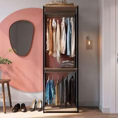 guarda-roupa closet merlin com cabideiro preto e montana