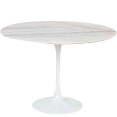 Mesa de Jantar Tulipa Saarinen Redonda 110 cm Mármore Branco Extra