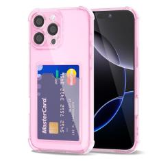 Svanove Capa carteira para iPhone 16 Pro Max com suporte para cartão, linda capa feminina transparente para cartão de crédito, capa de câmera rígida de borracha de silicone fina para mulheres e