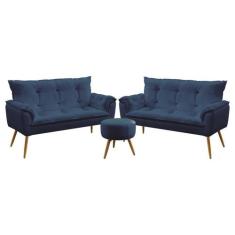 Kit 2 Namoradeiras Opala com Puff Solar Sued Aradecor, Azul Marinho, Ú