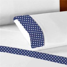 Lençol 2 pçs Berço de Cima e Fronha com Ponto Palito Percal 200 Fios -