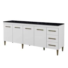 Balcão De Cozinha Atenas 4 Portas 3 Gavetas Branco