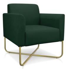 Poltrona Marisa Suede Verde Base X Industrial Dourada - D' ROSSI