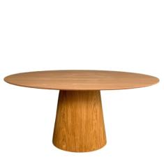 Mesa de Jantar Cone Oval 137x90 cm Base Madeira Freijó Tampo Freijó