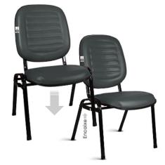 02 Cadeiras Empilhável para Igrejas Evangélicas Linha Holy Cinza
