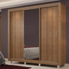 Guarda Roupa Casal 3 Portas de Correr com Espelho 4 Gavetas