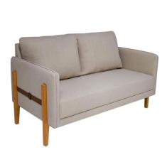 Sofá 2 Lugares Nice Linho Bege e Mel - Mobly