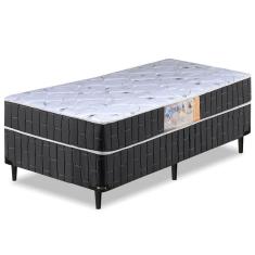 Cama Box Solteiro Conjugado Granada Umaflex Preto / Branco Preto / Branco Floral