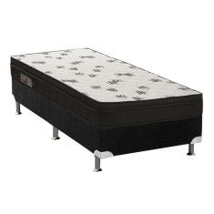 Cama Box Solteiro: Colchão Espuma Ortobom D45 Light Ortopilow + Base Crc Suede Black(88X188)