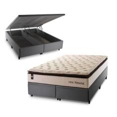 Conjunto Box Baú Quartzo Bege 158x198x78 c/Molas Ensacadas