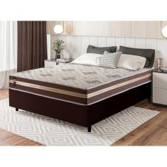 Conjunto Cama Box Espuma Chicago Marrom Viúva 128x188x57