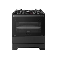Fogão de Piso 5 Bocas a Gás Esmaltec Ideal Master Glass T5VFP Mesa de Vidro Acendimento Automático Preto Bivolt