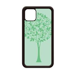 Capa verde redonda folhas de árvore flor para iPhone 11 Pro Max para Apple Mobile Case Shell