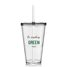 2 Copos Com Tampa e Canudo Eco Seja Verde