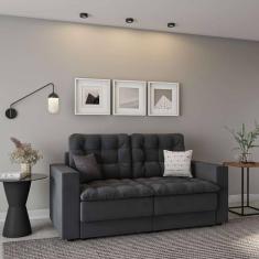sofá 3 lugares retrátil dresden  suede grafite