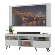 Rack c/Painel p/Tv até 65" e Pés Retrô Flórida Multimóveis Branco/preto