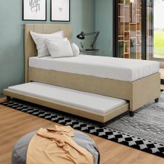 Base Cama Box Solteirão com Cama Auxiliar Veludo SkyBox
