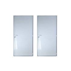 Kit com 2 Portas Lambril de Alumínio 210x70cm com Maçaneta Linha 25 Lado Esquerdo Esquadrias Bergame Branco