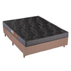 Cama Box Casal: Colchão Espuma Polar Pérola + Base CRC Rústico Clean(138x188)