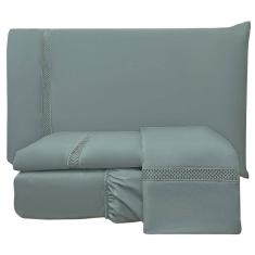 Jogo Lençol king Lenny Guipir 4 pçs Cinza