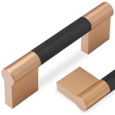 POVEFONK Pacote com 10 puxadores de armário de cozinha pretos e champanhe cobre 3 polegadas (76 mm) Puxadores de armário de cozinha Puxadores de gaveta pretos Puxadores de gaveta Puxadores de gaveta