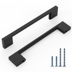 KNOKLOCK Pacote com 10 Puxadores de Armário de Cozinha de 128 mm (5 Polegadas) Preto Fosco