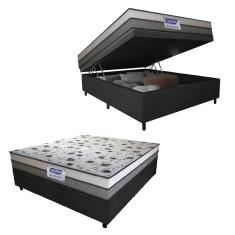 Cama Box Baú Casal Colchão Espuma D33 Fort 138x188x62cm Cinza / Branco Gazin  - Suporta até 150kg po