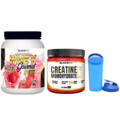 Kit Whey + Creatina + Coqueteleira 900 g Max Desempenho Massa Muscular-Unissex