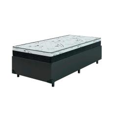 Cama Box Solteiro 88 Sintético Preto com Colchão Espuma D33 One Face - Bello Box - 58X88X188