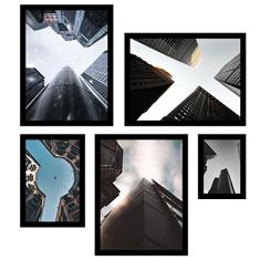 Conjunto Arquitetura Edifícios Kit Com 5 Quadros Decore Pronto Multicor Médio