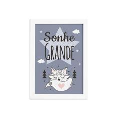 Quadro Decoração Escandinava Raposinha Moldura Branca 22x32cm