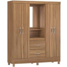 Guarda Roupa Demobile capelinha Lord 4 portas 2 gavetas com penteadeira espelho Amendola Touch 134