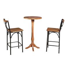 Conjunto Bistrô Industrial Mesa Madeira com 2 Banquetas Alta Paris - Castanha