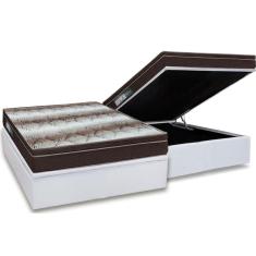 Cama Box Baú Casal: Colchão Ortopédico Ortobom Light + Base CRC Courano White(138x188)
